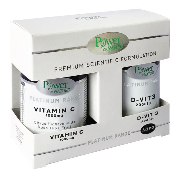 Βιταμίνες PowerHealth – Platinum Range Vitamin C 1000mg 20ταμπλέτες & Vit D3 2000iu 20ταμπλέτες