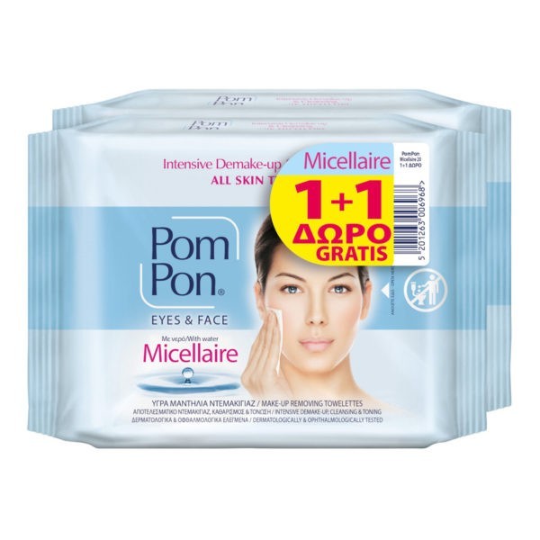 Face Care Pom Pon – Micellaire  Make-Up Removing Towelettes Oil 1+1 2x20pcs