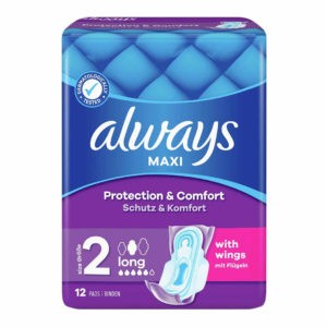 Sanitary Narkins - Tampons Always – Maxi Long Pads with Wings Size 2 12pcs