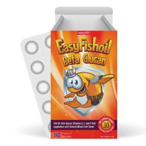 Παιδικές Βιταμίνες EasyVit – Easyfishoil Συμπλήρωμα διατροφής με Ωμέγα 3, β-γλυκάνες & Βιταμίνες Α, C, D3 30 ζελεδάκια