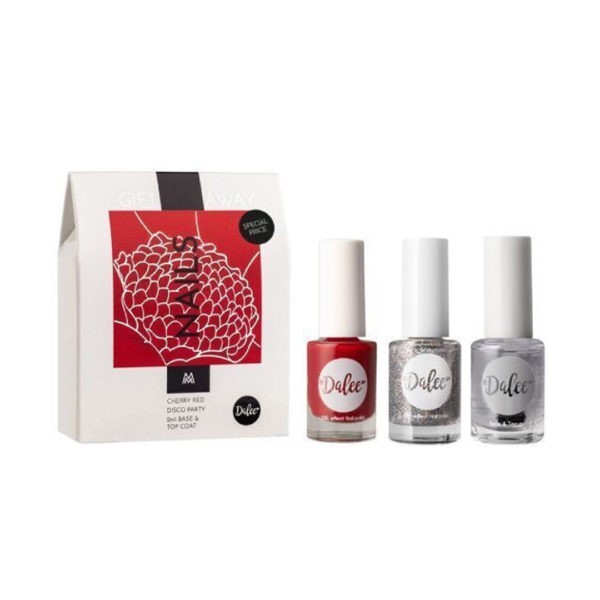 Make Up Dalee – Gift Away Nails Cherry Red & Disco Party & 2 in 1 Base & Top Coat