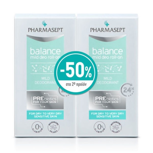 Άνδρας Pharmasept – Promo Balance Απαλό Αποσμητικό Roll-On 24H Για Ξηρές Επιδερμίδες 2x50ml