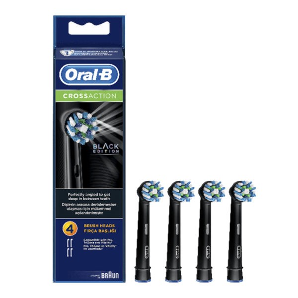 Health Oral-B – Cross Action Black Edition Replacement Toothbrush Heads 4pcs