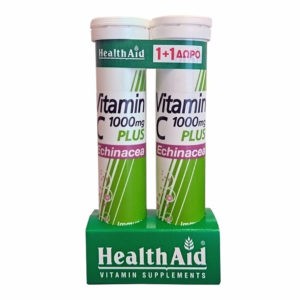 Βιταμίνες Health Aid – Vitamin C Plus Echinacea 1000mg Λεμόνι 2×20 αναβράζοντα δισκία