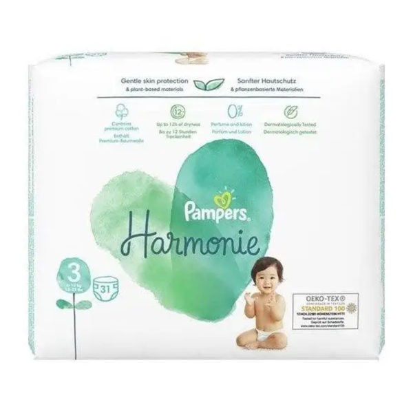 Βρεφική Φροντίδα Pampers – Harmonie Πάνες με Αυτοκόλλητο No. 3 για 6-10kg 31τμχ