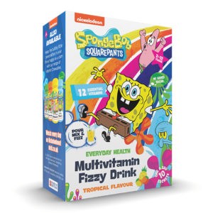 Kids Multivitamins Health Fuel – Sponge Bob Multivitamin Fizzy Drink Tropical Flavour 2-12years 10saches
