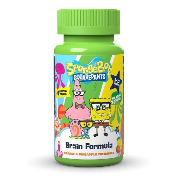 Παιδικές Βιταμίνες Health Fuel – Sponge Bob Brain Formula Πορτοκάλι – Ανανάς 3-7ετών 60 Μασώμενα δισκία