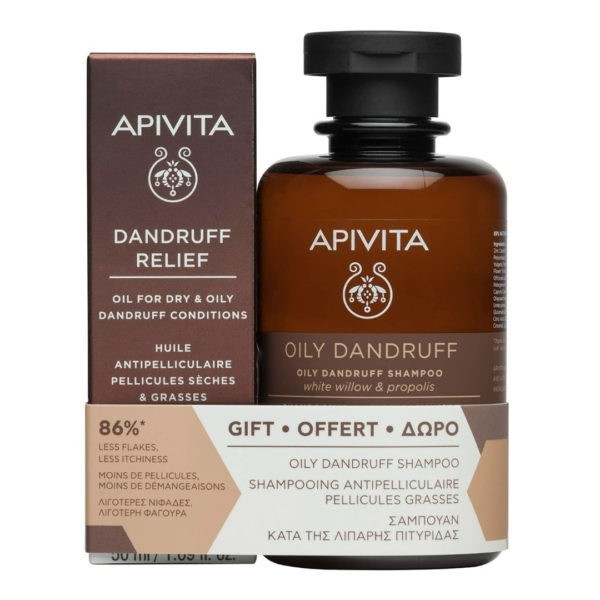 DandRuff-man Apivita – PROMO Oil for Dry and Oily Dandruff Conditions 50ml & GIFT Oily Dandruff Shampoo 250ml