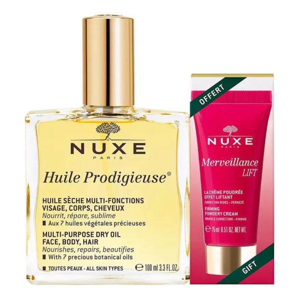 Face Care Nuxe – Huile Prodigieuse Multi-Purpose Dry Oil 100ml & Merveillance Lift Firming Powdery Cream 15ml