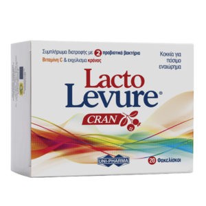 Ανοσοποιητικό Uni-Pharma – Lacto Levure Cran Συμπλήρωμα Διατροφής με Προβιοτικά Βιταμίνη C & Εκχύλισμα Cranberries 20 φακελίσκοι