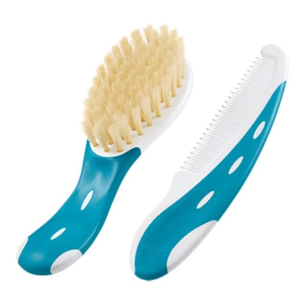 Baby Accessories Nuk – Brush Set with Natural Hair and Comb with Rounded Teeth