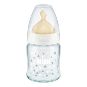 Feeding Bottles - Teats For Breast Feeding Nuk – First Choice+ Glass Bottle 0-6 Months with Latex Teat 120ml
