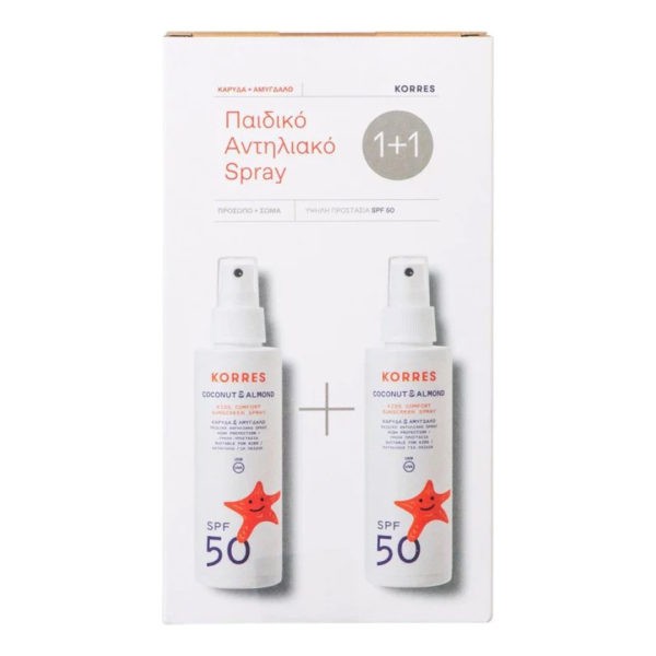 Spring Korres – 1+1 Coconut + Almond Kids Sunscreen Spray Face + Body SPF50 150ml Korres - Αντηλιακά
