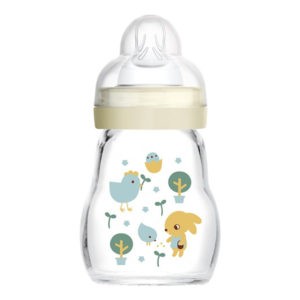 Feeding Bottles - Teats For Breast Feeding Mam Feel Good Glass Bottle with Easily Accepted Teat 0+ Months 170ml