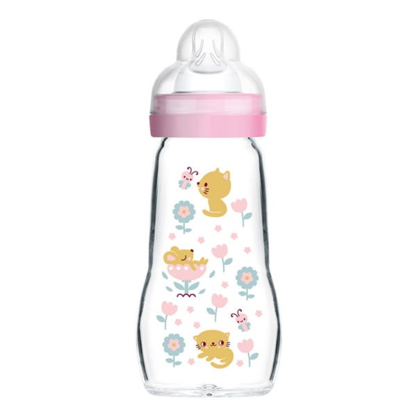 Feeding Bottles - Teats For Breast Feeding Mam – Feel Good Glass Bottle with Easily Accepted Teat 2+ Months 260ml