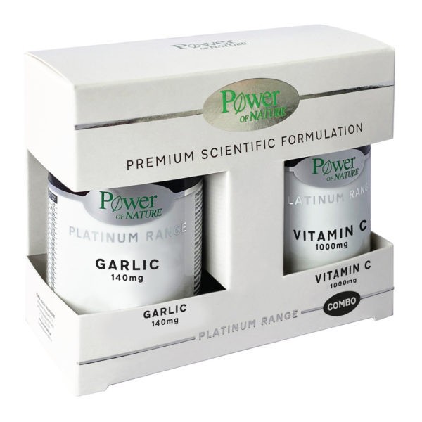 4Εποχές PowerHealth – Platinum Range Garlic 140mg 30καψ. & Vitamin C 1000mg 30 ταμπλέτες