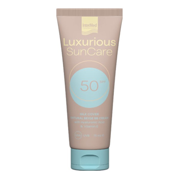 Spring Intermed – Luxurious Suncare Silk Cover Natural Beige BB Cream SPF50 75ml InterMed Luxurius SunCare Promo