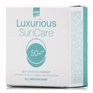 Spring Intermed – Luxurious Suncare Suncare Silk Cover BB Compact SPF50+ Medium Dark 12g InterMed Luxurius SunCare Promo