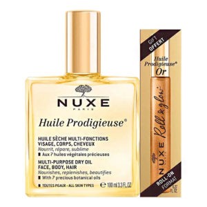 Περιποίηση Προσώπου Nuxe – Huile Prodigieuse Πολυχρηστικό Ξηρό Λάδι 100ml + Δώρο Prodigieuse Roll & Glow