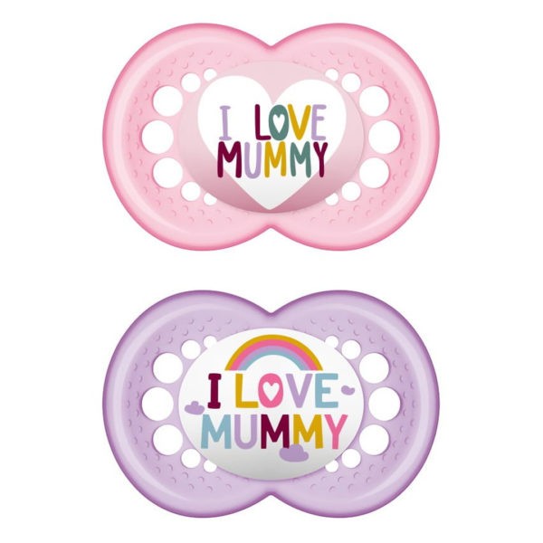 Feeding Bottles - Teats For Breast Feeding Mam I love Mummy & Daddy Silicon Soother 16+ Months 265S 2pcs