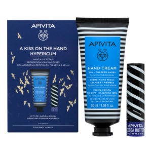 Σετ & Ειδικές Προσφορές Apivita – Promo A Kiss On The Hand Hypericum: Κρέμα για Ξηρά-Σκασμένα Χέρια Συμπυκνωμένης Υφής 50ml & Lip Care με Βούτυρο Κακάο SPF20 4.4g