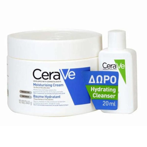 Body Care Cerave – Moisturising Cream for Dry Skin 340gr & Gift Hydrating Cleanser 20ml