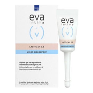Καθαρισμός Intermed – Eva Intima Lactic pH 3.8 Κολπική Γέλη για Ρύθμιση & Διατήρηση του Κολπικού pH 9x5gr