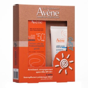 4Εποχές Avene – Αντηλιακή Αντιγηραντική Κρέμα SPF50+ 50ml & Επανορθωτικό Γαλάκτωμα για Μετά τον Ήλιο 50ml