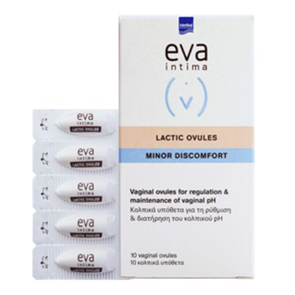 Intermed - Eva Intima Minor Discomfort Lactic Ovules Κολπικά Υπόθετα με Χαμομήλι και Αλόη 10τμχ Intermed - Eva Intima Minor Discomfort Lactic Ovules Κολπικά Υπόθετα με Χαμομήλι και Αλόη 10τμχ