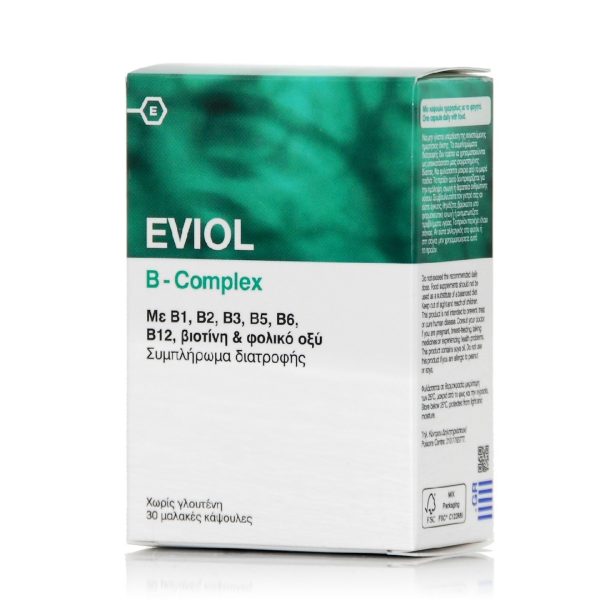 Eviol - B-Complex Συμπλήρωμα Συμπλέγματος Βιταμίνης B για τη Φυσιολογική Λειτουργία του Νευρικού Συστήματος 30 caps Eviol - B-Complex Συμπλήρωμα Συμπλέγματος Βιταμίνης B για τη Φυσιολογική Λειτουργία του Νευρικού Συστήματος 30 caps