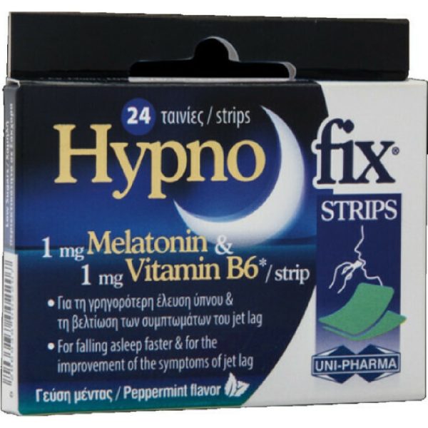 Uni-Pharma - Hypno Fix Stripsps 24 Ταινίες Συμπλήρωμα Διατροφής Για Τη Γρηγορότερη Eλευση Ύπνου & Κατά Των Συμπτωμάτων Του Jet Lag