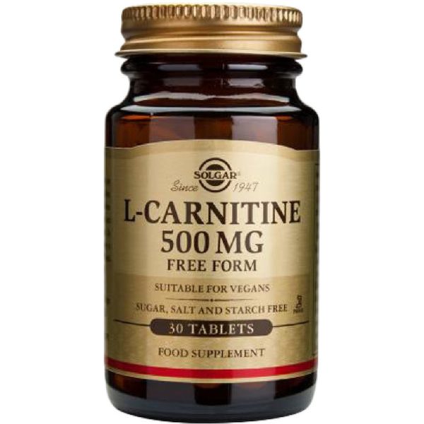 Solgar - L-Carnitine Free Form 500mg Καρνιτίνη Για Την Ομαλή Λειτουργία Του Μεταβολισμού 30V Ταμπλέτες