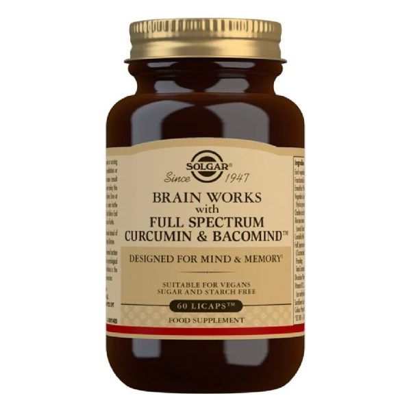 Solgar - Brain Works With Full Spectrum Curcumin & Bacomind Συμπλήρωμα Διατροφής για Υποστήριξη Εγκεφαλικών Λειτουργιών 60caps
