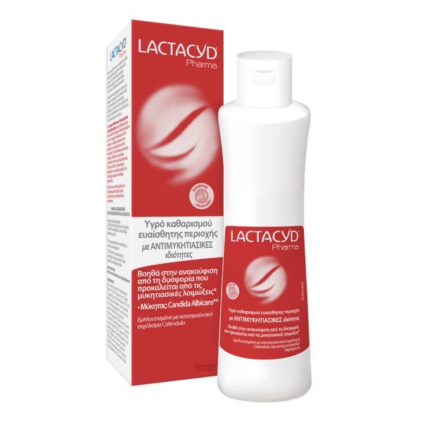 Γυναίκα Lactacyd – Pharma Antifungal Υγρό Καθαρισμού Ευαίσθητης Περιοχής με Με Αντιμυκητιασικές Ιδιότητες 250ml