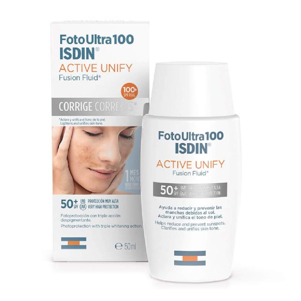 ISDIN - Foto Ultra 100 Active Unify Fusion Fluid Αντηλιακό Προσώπου με Δράση Ομαλοποίησης του Χρωματικού Τόνου SPF50+ 50ml