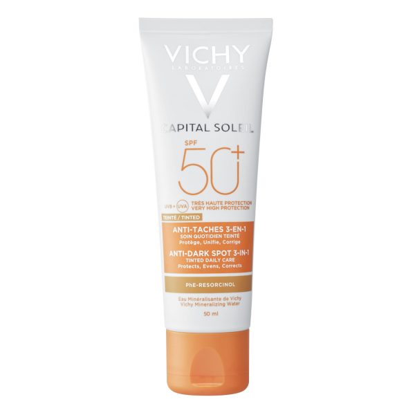 Vichy - Capital Soleil Anti-Dark Spot Tinted 3-in-1 SPF50+ Αντηλιακή Κρέμα με Χρώμα για Πανάδες 50ml