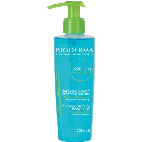 Bioderma - Gel Moussant Απαλό Αφρίζον Gel Καθαρισμού για Μεικτό προς Λιπαρό ή με Τάση Ακμής Δέρμα 200ml