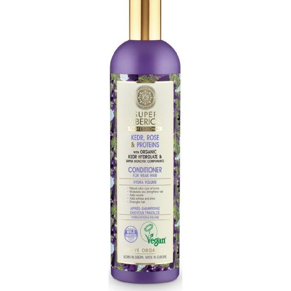 Natura Siberica - Super Siberica, Kedr, Rose και Proteins, Μαλακτικό για Πολυδιάστατο Όγκο, για Αδύναμα Μαλλιά, 400ml Natura Siberica - Super Siberica, Kedr, Rose και Proteins, Μαλακτικό για Πολυδιάστατο Όγκο, για Αδύναμα Μαλλιά, 400ml