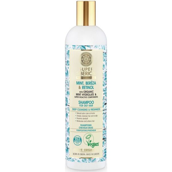 Natura Siberica - Super Siberica, Mint, Bereza and Retinol, Σαμπουάν για Bαθύ Kαθαρισμό και Φρεσκάδα για Λιπαρά Μαλλιά, 400 ml Natura Siberica - Super Siberica, Mint, Bereza and Retinol, Σαμπουάν για Bαθύ Kαθαρισμό και Φρεσκάδα για Λιπαρά Μαλλιά, 400 ml