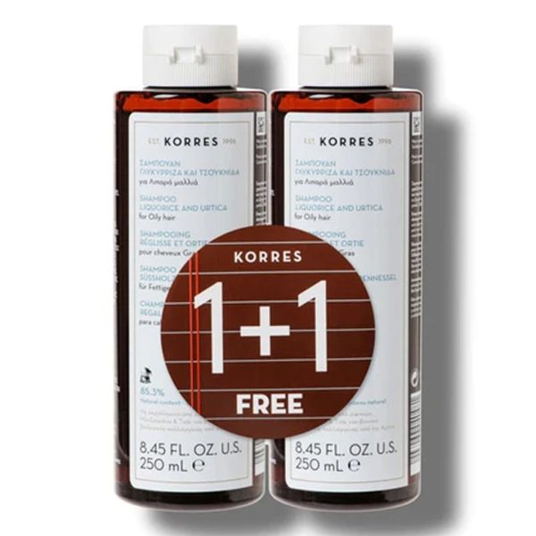 Korres - Σαμπουάν Γλυκόριζα & Τσουκνίδα για Λιπαρά Μαλλιά 2x250ml