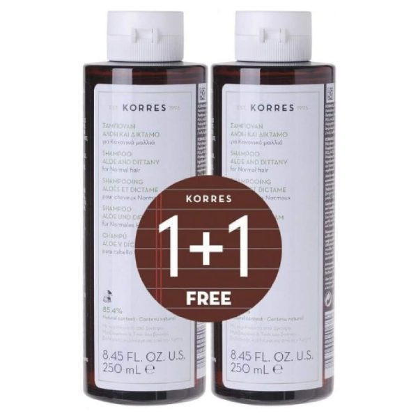Korres - Σαμπουάν Αλόη και Δίκταμο για Κανονικά Μαλλιά 250ml (1+1 Δώρο)