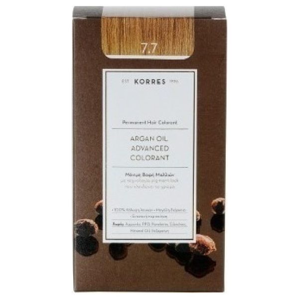 Korres Argan Oil Advanced Colorant Μόνιμη Βαφή Μαλλιών 7.7 Μόκα - 50ml