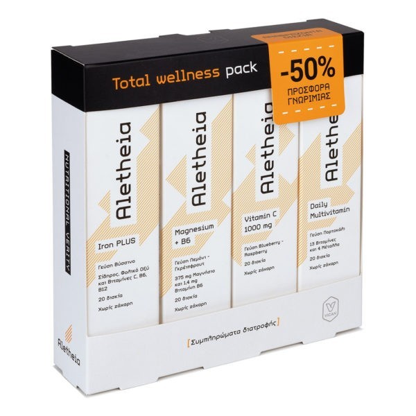 Βιταμίνες Aletheia – Promo -50% Daily Multivitamin 20 ταμπλέτες & Vitamin C 1000mg 20 ταμπλέτες & Magnesium + B6 20 ταμπλέτες & Iron Plus 20 ταμπλέτες