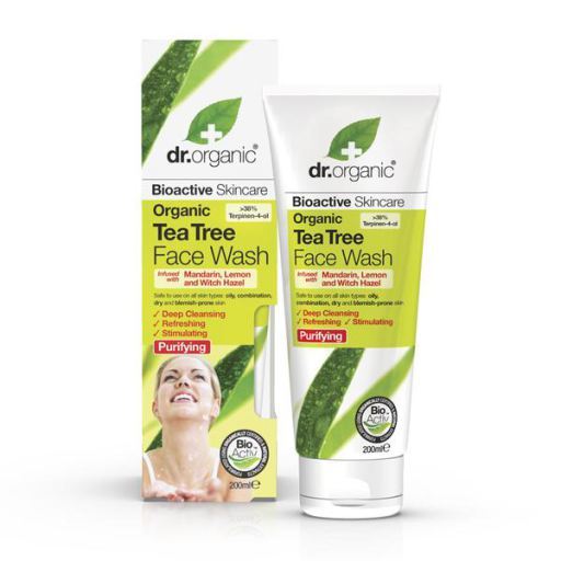 Dr. Organic - Organic Tea Tree Face Wash Ήπιο Καθαριστικό Προσώπου για Βαθύ Καθαρισμό με Βιολογικό Έλαιο Τεϊόδεντρου 200ml