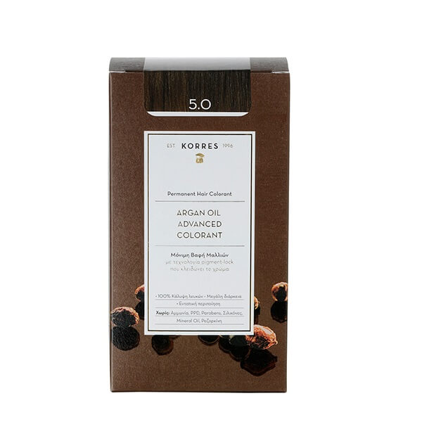 Korres Argan Oil Advanced Colorant Μόνιμη Βαφή Μαλλιών 5.0 Καστανό Ανοιχτό - 50ml