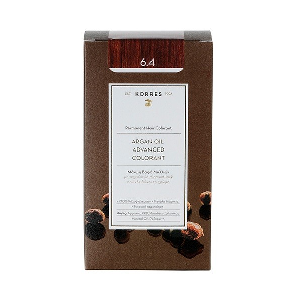 Korres Argan Oil Advanced Colorant Μόνιμη Βαφή Μαλλιών 6.4 Ξανθό Σκούρο Χάλκινο - 50ml