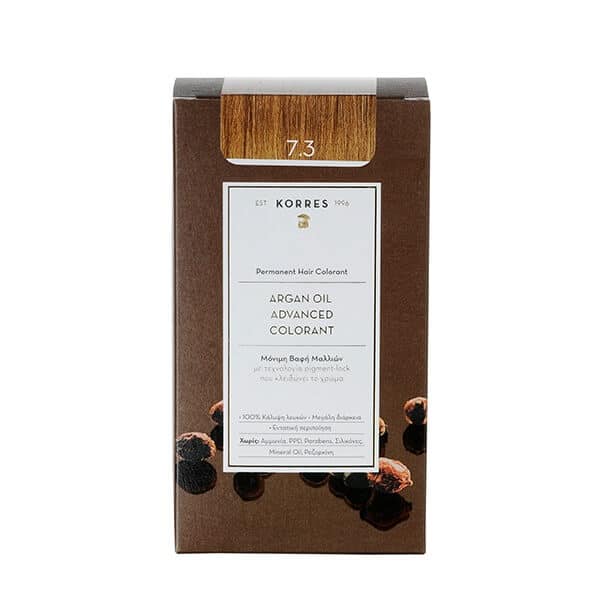 Korres Argan Oil Advanced Colorant Μόνιμη Βαφή Μαλλιών 7.3 Ξανθό Χρυσό/Μελί - 50ml