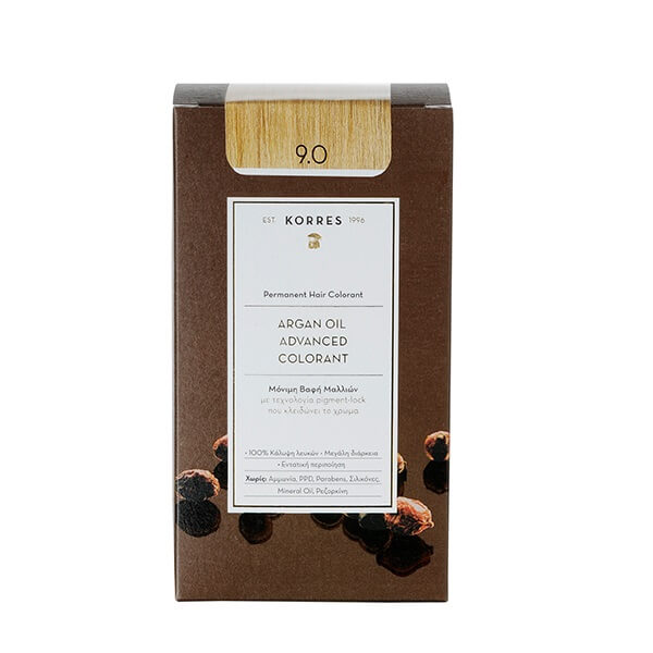 Korres Argan Oil Advanced Colorant Μόνιμη Βαφή Μαλλιών 9.0 Ξανθό Πολύ Ανοιχτό - 50ml