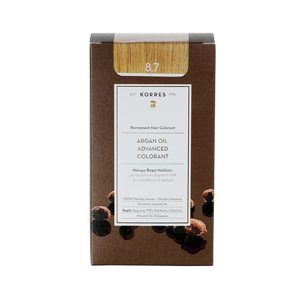 Korres Argan Oil Advanced Colorant Μόνιμη Βαφή Μαλλιών 8.7 Καραμέλα - 50ml