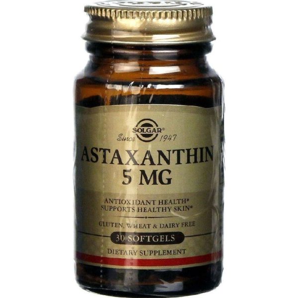 Solgar - Astaxanthin 5mg Συμπλήρωμα Διατροφής με Ισχυρή Αντιοξειδωτική Δράση 30 Μαλακές Κάψουλες